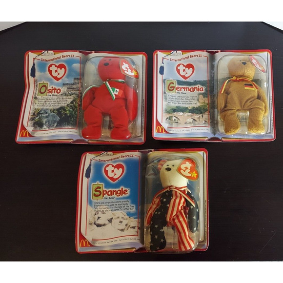 TY Beanie Babies McDonald's International Bears II Spangle Osito Germania - Picture 1 of 8